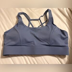 Running Girl Sports Bra Women's Strappy Size Large Blue Pullover Removable Pads